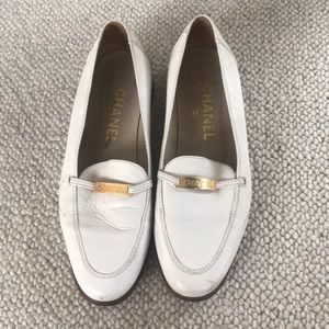White Chanel Loafers